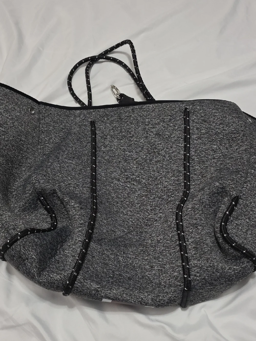 Haute Shore Grey Tote Bag with Burgundy Stripe - Picture 2 of 6